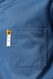Antistatic Esd Long Sleeve Smock Snap Buttons Blue - Image 3