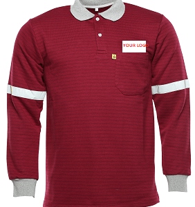 Antistatic Esd Polo Type T-Shirt Long Sleeve Reflector Emproidery