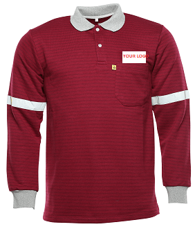 Antistatic Esd Polo Type T-Shirt Long Sleeve Reflector Emproidery