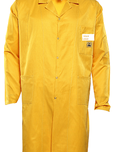 Antistatic Esd logo Long Sleeve Smock Snap Buttons Orange