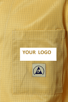 Antistatic Esd logo Long Sleeve Smock Snap Buttons Orange - Image 3