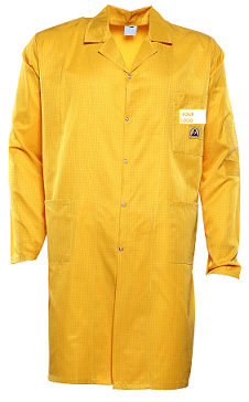 Antistatic Esd logo Long Sleeve Smock Snap Buttons Orange