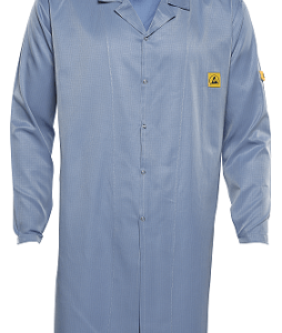 Antistatic Esd logo Long Sleeve Smock Snap Buttons velcro blue